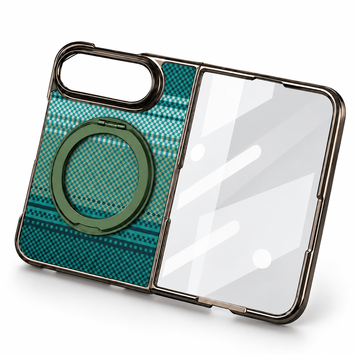 Premium iPhone Case Kevlar Style MagSafe Magnetic 360 Rotating Stand PC Foldable Business Slim Shockproof Protective Holder Cover Case Design