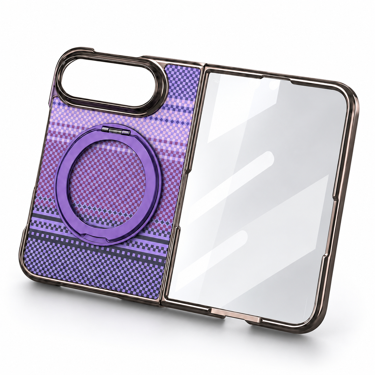 Premium iPhone Case Kevlar Style MagSafe Magnetic 360 Rotating Stand PC Foldable Business Slim Shockproof Protective Holder Cover Case Design