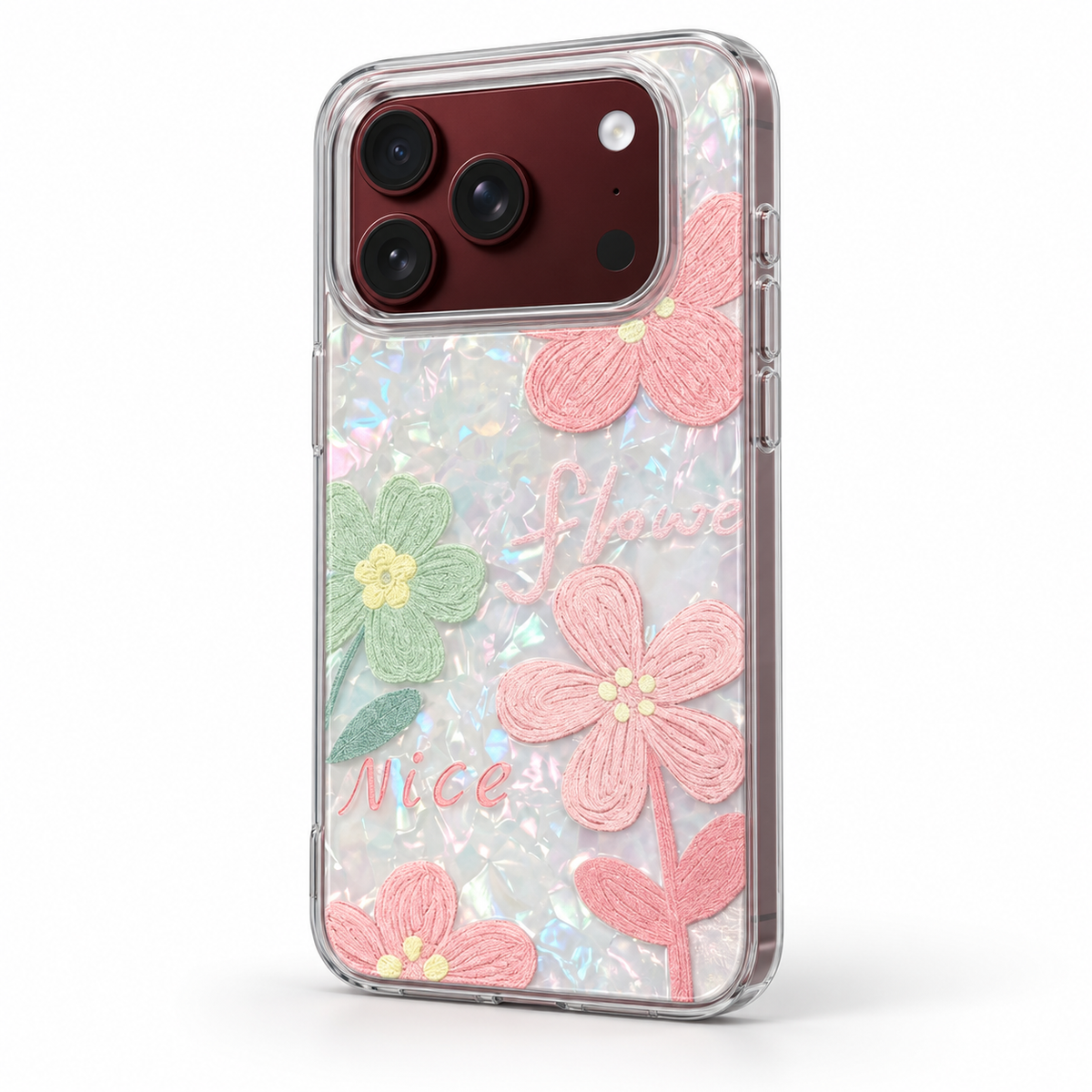 Premium iPhone Case Korean Butterfly Flower Heart Laser Pattern Acrylic Foldable Shockproof Hard Full Coverage Protective Phone Cover Case Design