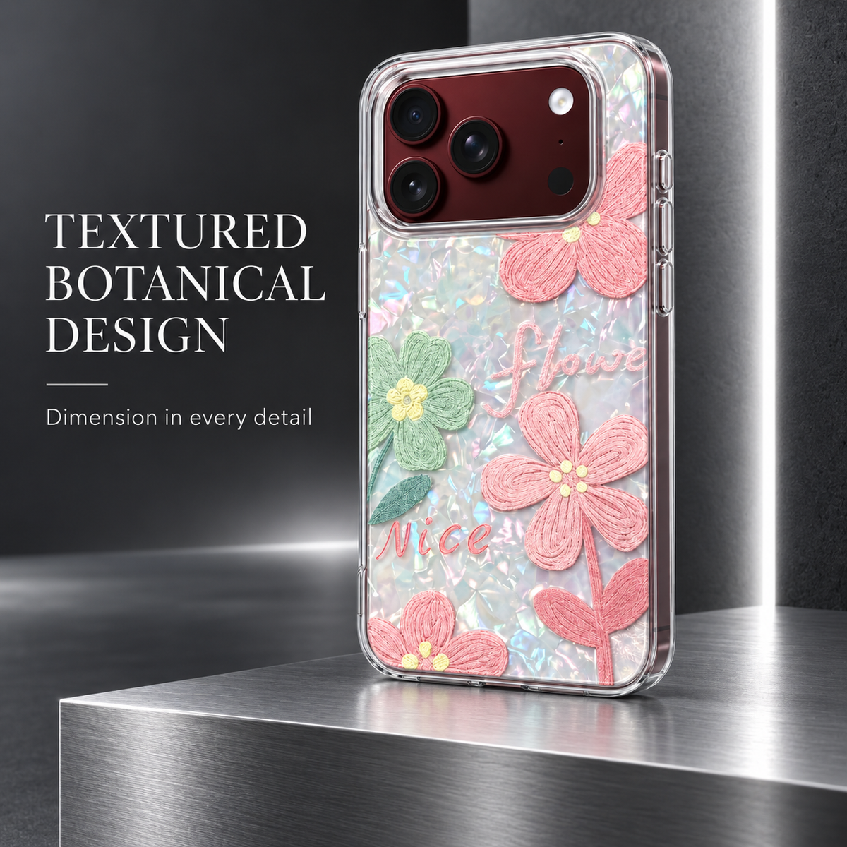 Premium iPhone Case Korean Butterfly Flower Heart Laser Pattern Acrylic Foldable Shockproof Hard Full Coverage Protective Phone Cover Case Design