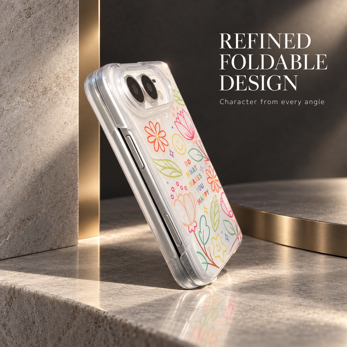Premium iPhone Case Korean Butterfly Flower Heart Laser Pattern Acrylic Foldable Shockproof Hard Full Coverage Protective Phone Cover Case Design