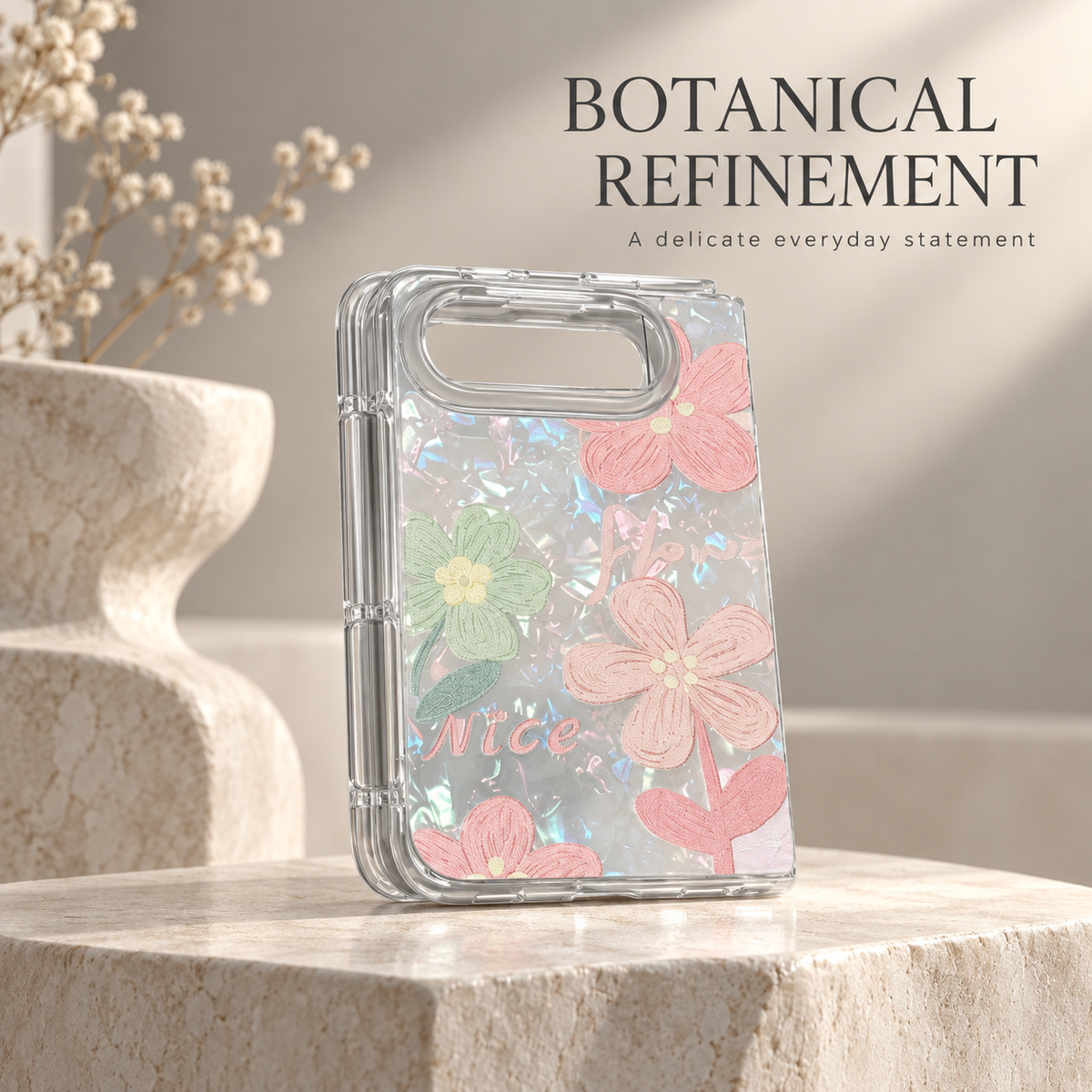 Premium iPhone Case Korean Butterfly Flower Heart Laser Pattern Acrylic Foldable Shockproof Hard Full Coverage Protective Phone Cover Case Design