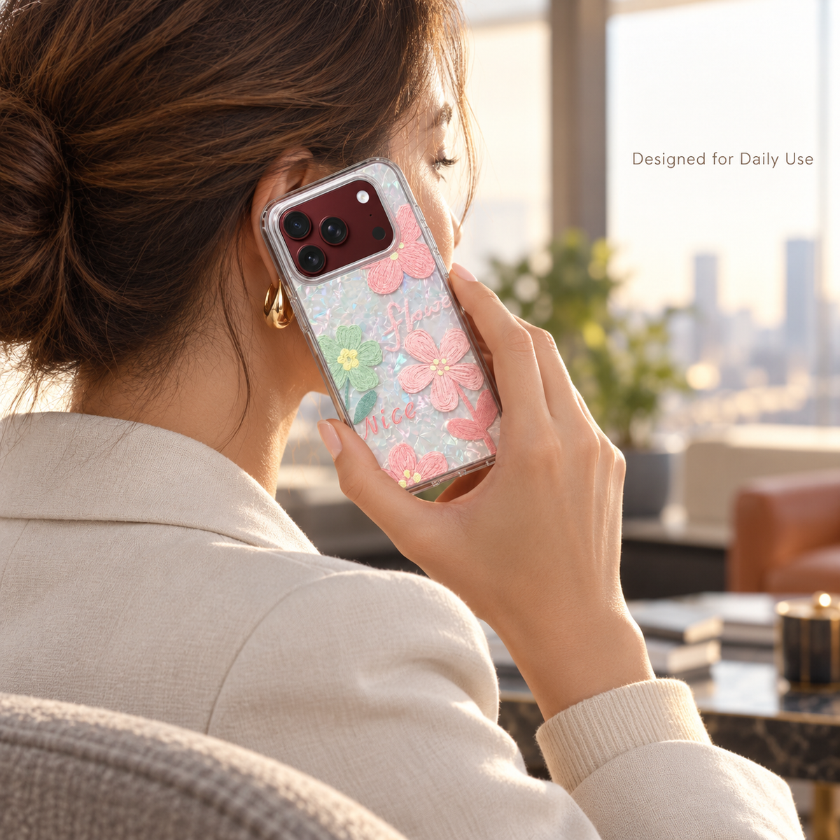 Premium iPhone Case Korean Butterfly Flower Heart Laser Pattern Acrylic Foldable Shockproof Hard Full Coverage Protective Phone Cover Case Design