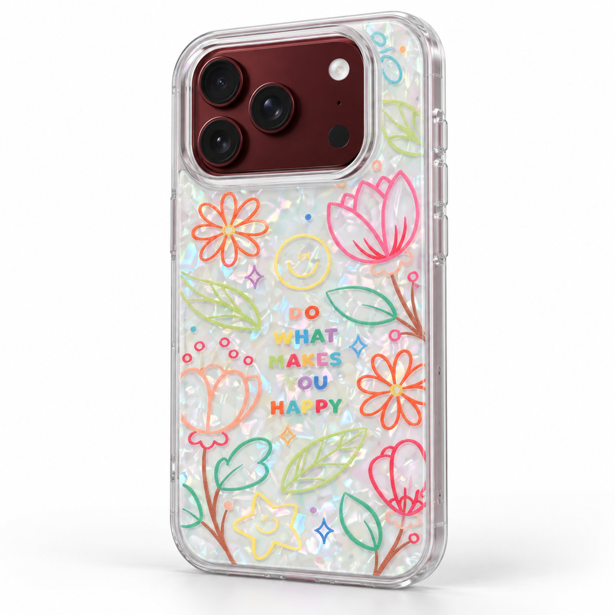 Premium iPhone Case Korean Butterfly Flower Heart Laser Pattern Acrylic Foldable Shockproof Hard Full Coverage Protective Phone Cover Case Design
