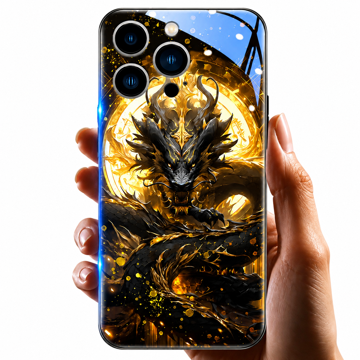 Premium iPhone Case LED Luminous Protective Cover Sound Reactive Tempered Glass Shockproof Camera Lens Protection Slim Full Coverage