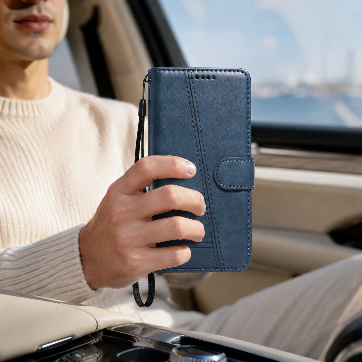 Premium iPhone Case Leather Flip Wallet Magnetic Card Holder Stand Anti Scratch Non Slip Protective Book Cover Storage Compartment Slim Folio Case