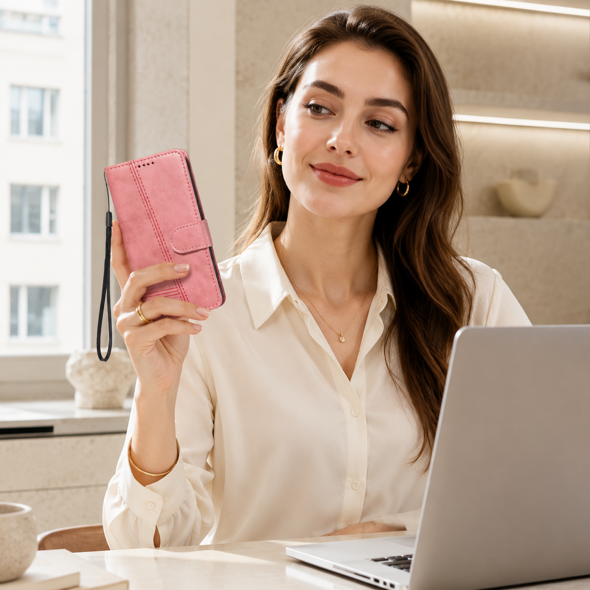 Premium iPhone Case Leather Flip Wallet Magnetic Card Holder Stand Anti Scratch Non Slip Protective Book Cover Storage Compartment Slim Folio Case