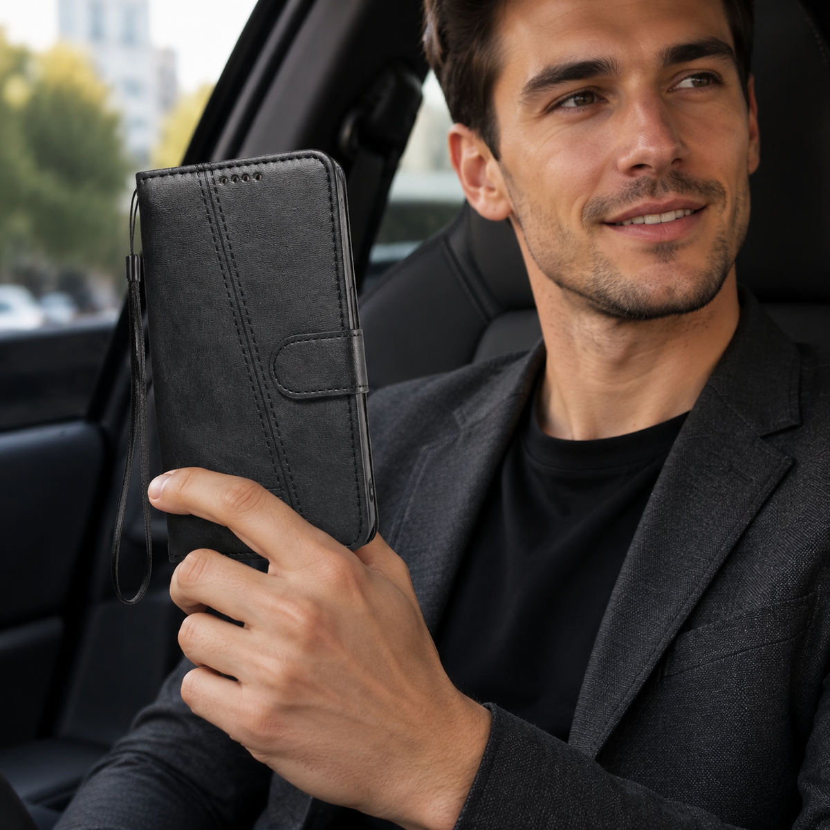 Premium iPhone Case Leather Flip Wallet Magnetic Card Holder Stand Anti Scratch Non Slip Protective Book Cover Storage Compartment Slim Folio Case