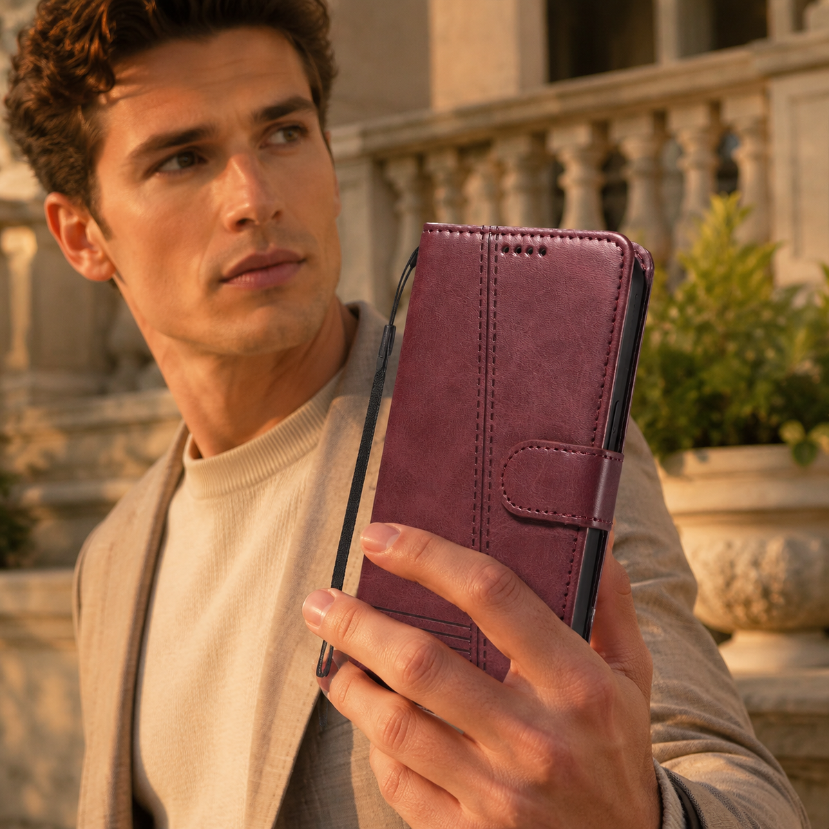 Premium iPhone Case Leather Flip Wallet Magnetic Card Holder Stand Anti Scratch Non Slip Protective Book Cover Storage Compartment Slim Folio Case