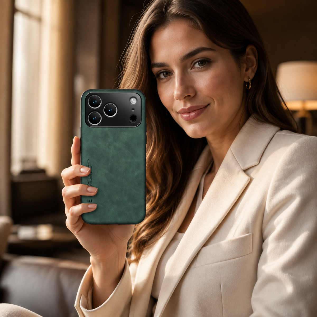 Premium iPhone Case Leather Magnetic Car Holder Metal Plate Full Coverage Protective Cover Anti Scratch Anti Fingerprint Non Slip Slim Lightweight Case