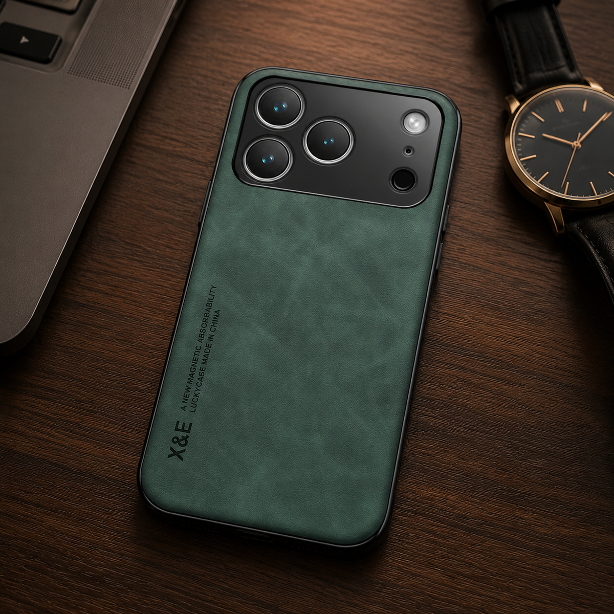 Premium iPhone Case Leather Magnetic Car Holder Metal Plate Full Coverage Protective Cover Anti Scratch Anti Fingerprint Non Slip Slim Lightweight Case