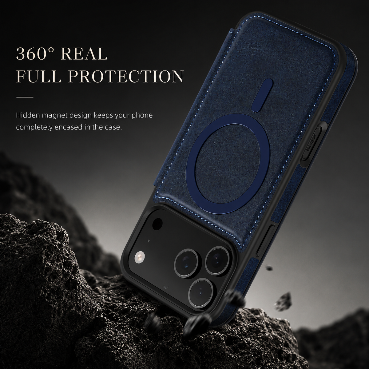 Premium iPhone Case Leather RFID Wallet Card Holder Magnetic Closure Kickstand Shockproof Protective Cover Anti Scratch Non Slip Wireless Charging Full Coverage