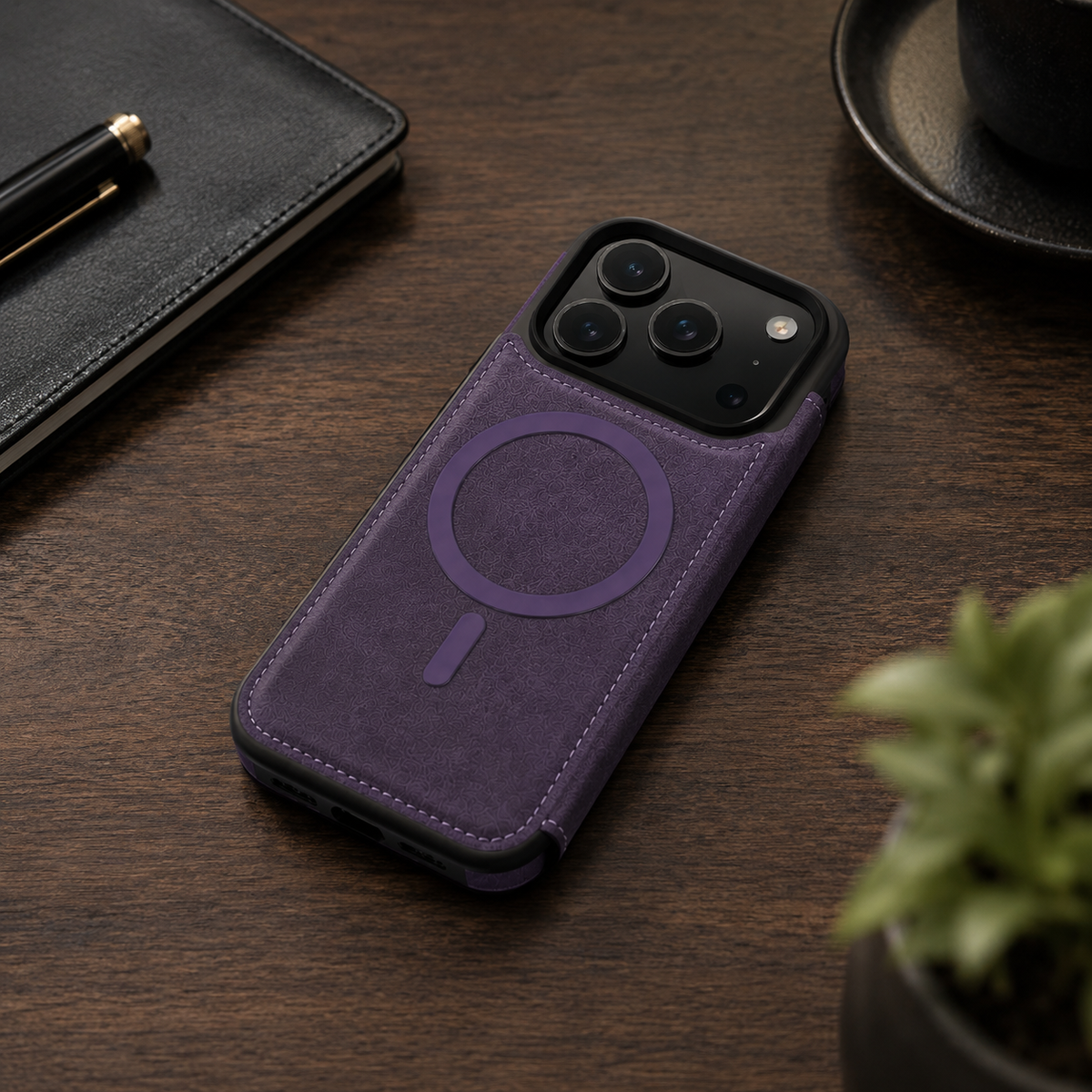 Premium iPhone Case Leather RFID Wallet Card Holder Magnetic Closure Kickstand Shockproof Protective Cover Anti Scratch Non Slip Wireless Charging Full Coverage