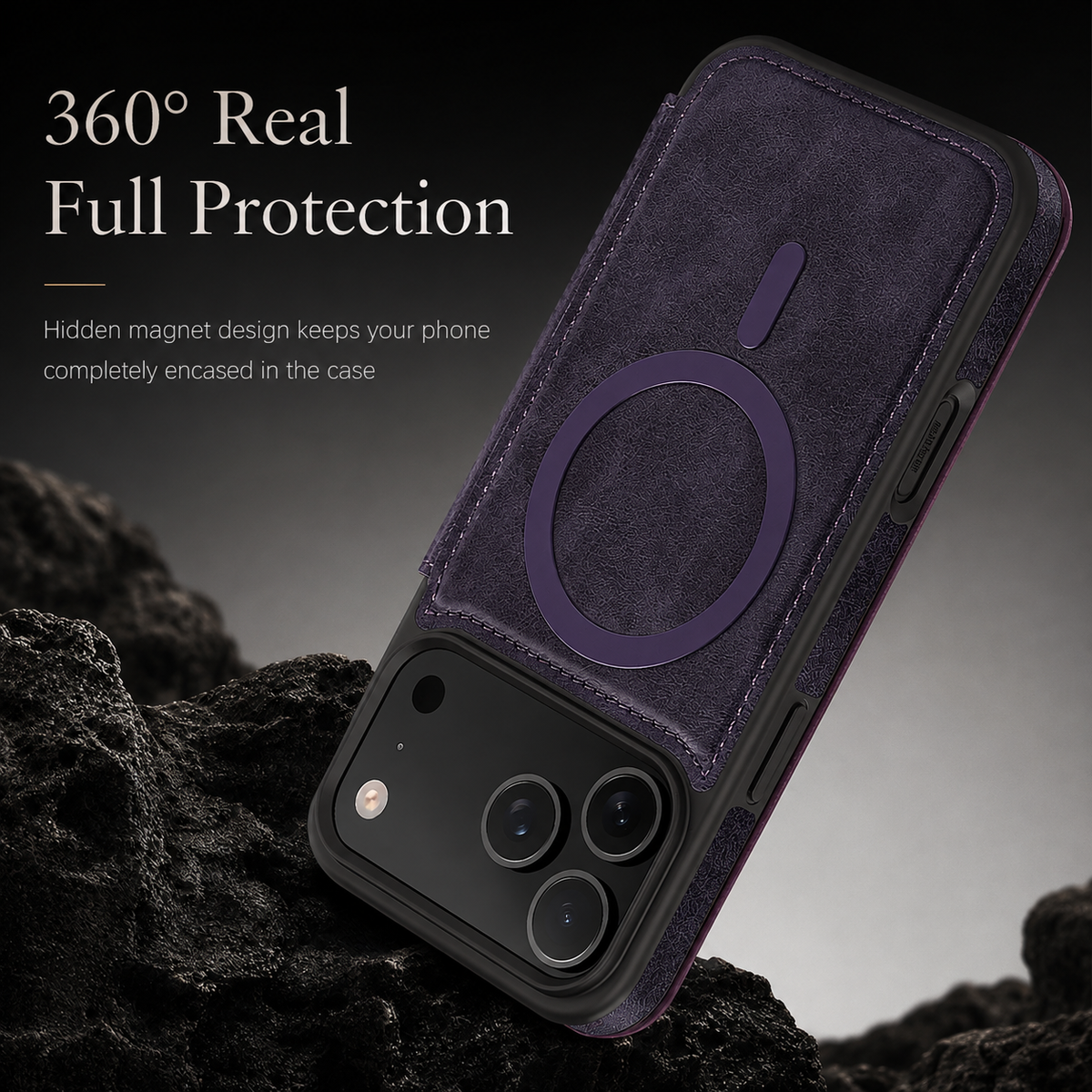 Premium iPhone Case Leather RFID Wallet Card Holder Magnetic Closure Kickstand Shockproof Protective Cover Anti Scratch Non Slip Wireless Charging Full Coverage