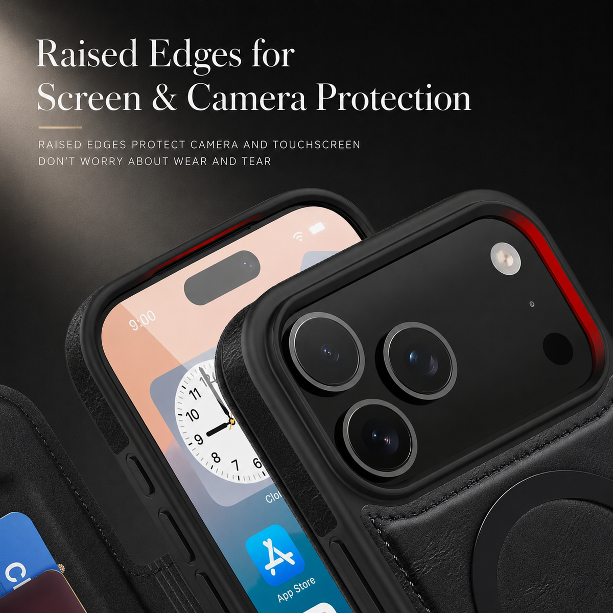 Premium iPhone Case Leather RFID Wallet Card Holder Magnetic Closure Kickstand Shockproof Protective Cover Anti Scratch Non Slip Wireless Charging Full Coverage
