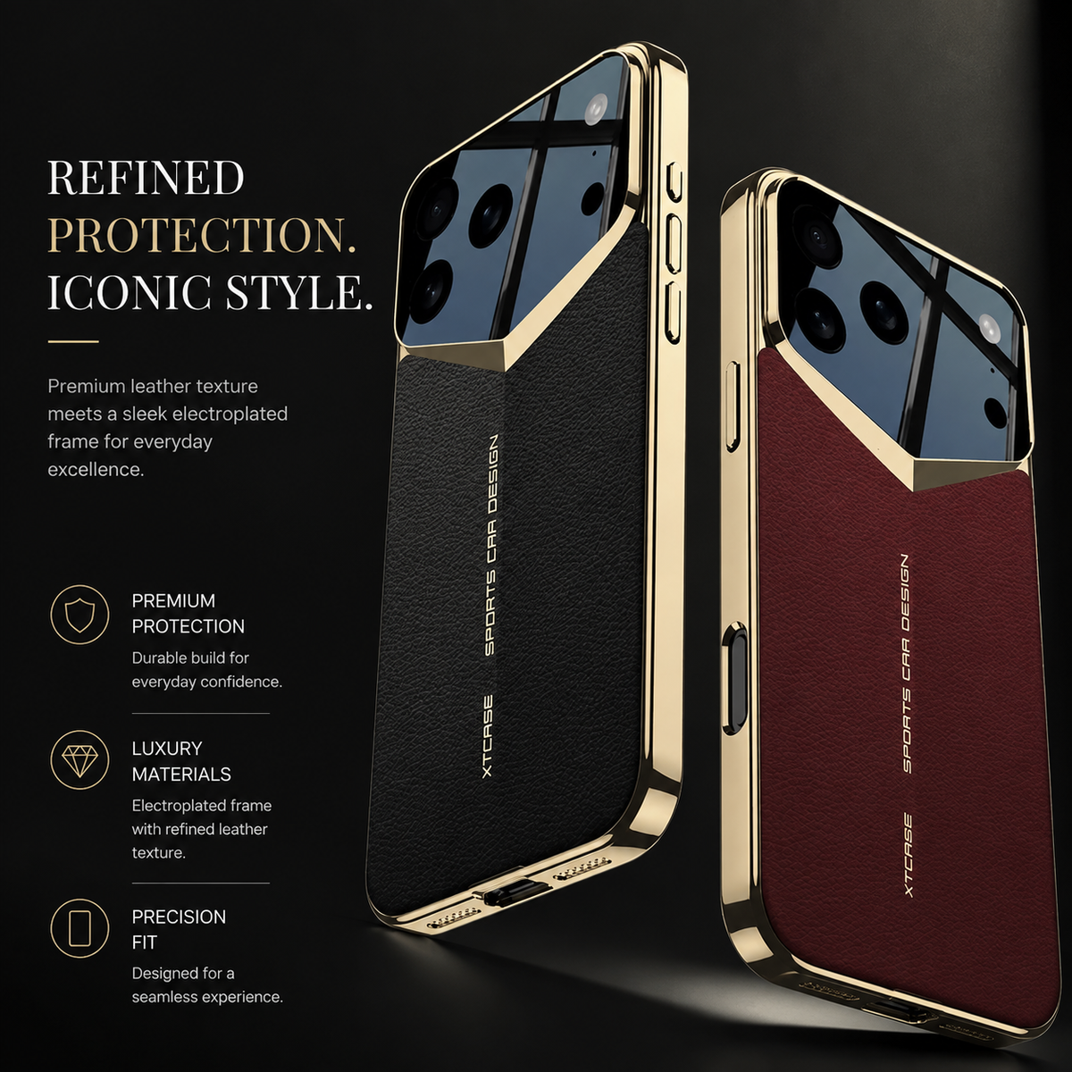 Premium iPhone Case Leather Ultra Thin Protective Cover Camera Lens Protection Shockproof Anti Fingerprint Anti Scratch Slim Full Coverage Soft Grip