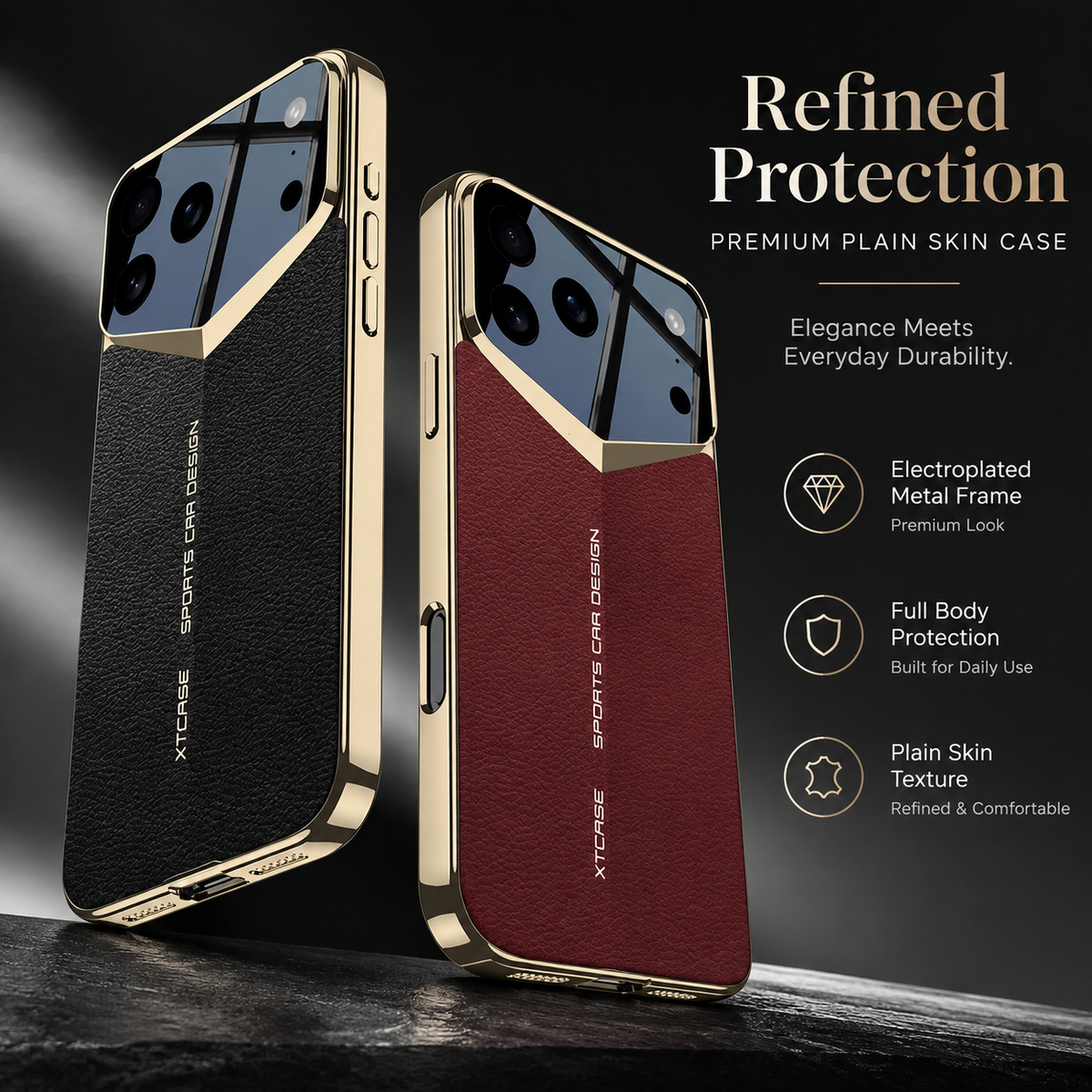Premium iPhone Case Leather Ultra Thin Protective Cover Camera Lens Protection Shockproof Anti Fingerprint Anti Scratch Slim Full Coverage Soft Grip