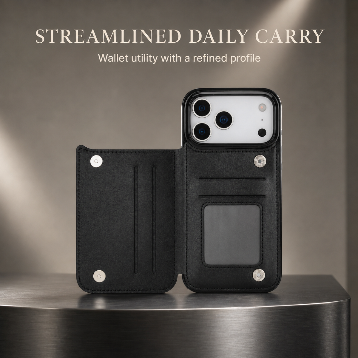 Premium iPhone Case Leather Wallet Card Holder Magnetic Closure Kickstand Shockproof Protective Cover Anti Scratch Slim Lightweight Soft Full Coverage