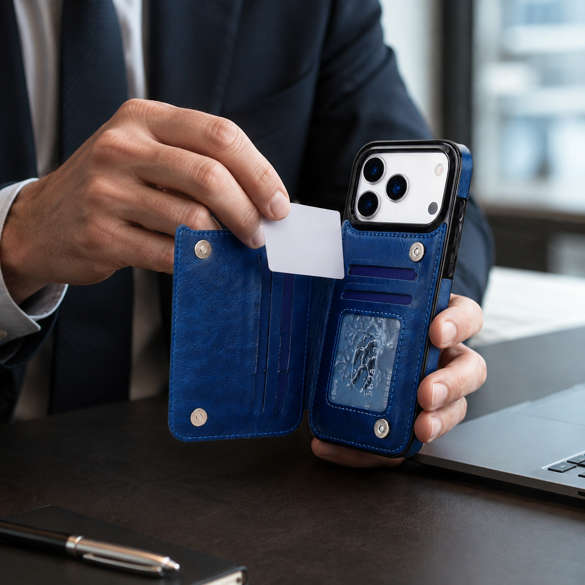 Premium iPhone Case Leather Wallet Card Holder Magnetic Closure Kickstand Shockproof Protective Cover Anti Scratch Slim Lightweight Soft Full Coverage