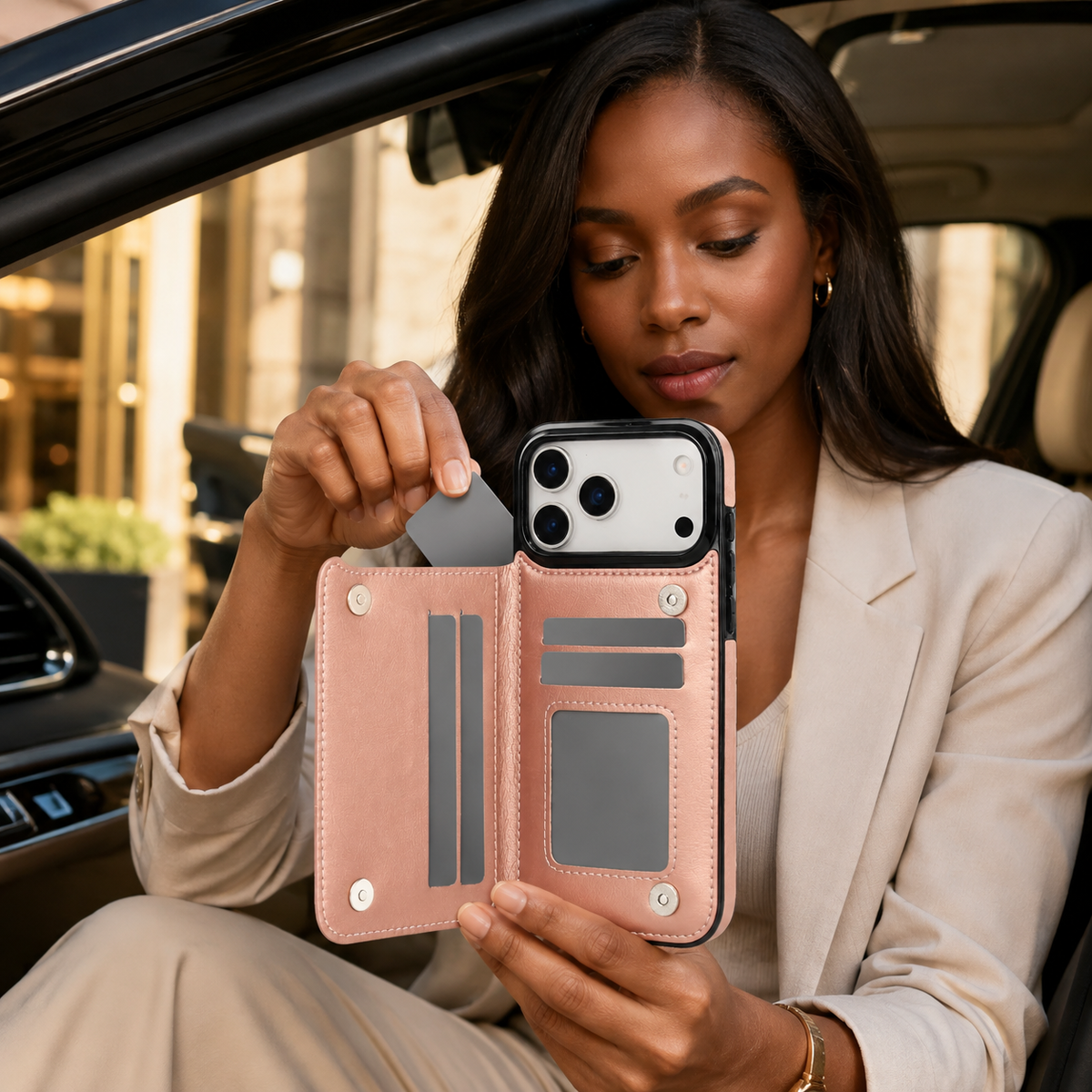 Premium iPhone Case Leather Wallet Card Holder Magnetic Closure Kickstand Shockproof Protective Cover Anti Scratch Slim Lightweight Soft Full Coverage