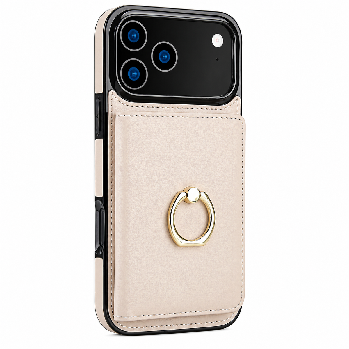 Premium iPhone Case Leather Wallet Card Holder Ring Kickstand Magnetic Closure Shockproof Protective Cover Anti Fingerprint Non Slip Full Coverage Slim