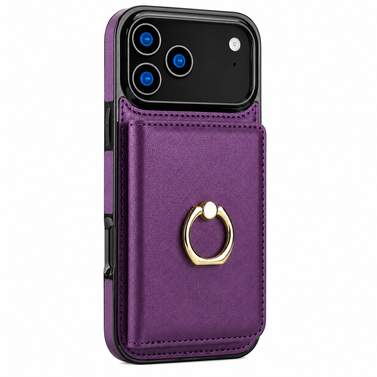 Premium iPhone Case Leather Wallet Card Holder Ring Kickstand Magnetic Closure Shockproof Protective Cover Anti Fingerprint Non Slip Full Coverage Slim