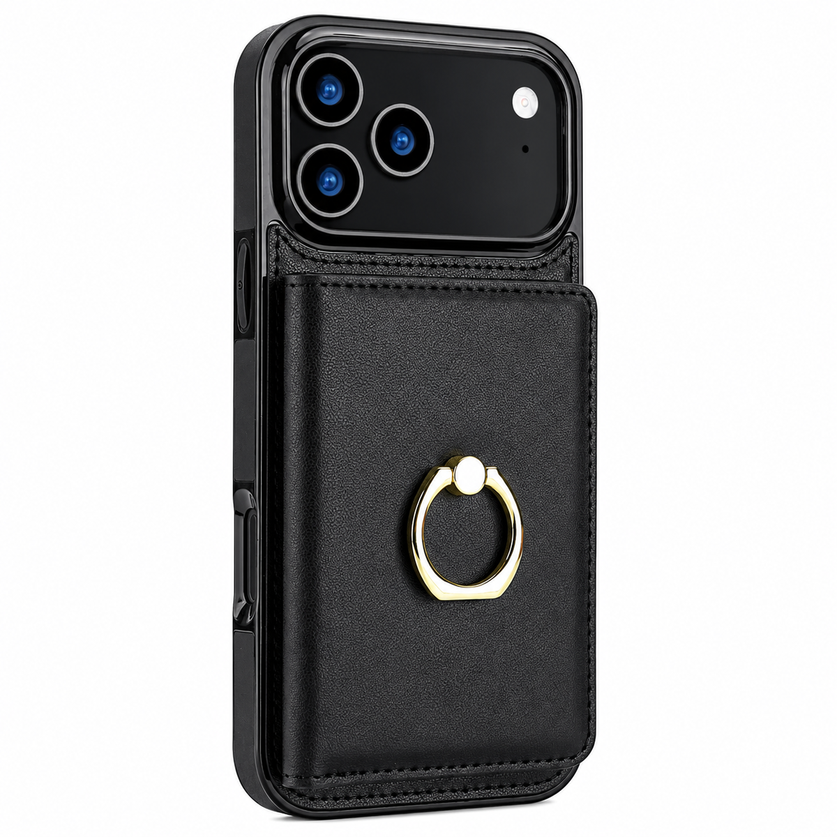 Premium iPhone Case Leather Wallet Card Holder Ring Kickstand Magnetic Closure Shockproof Protective Cover Anti Fingerprint Non Slip Full Coverage Slim