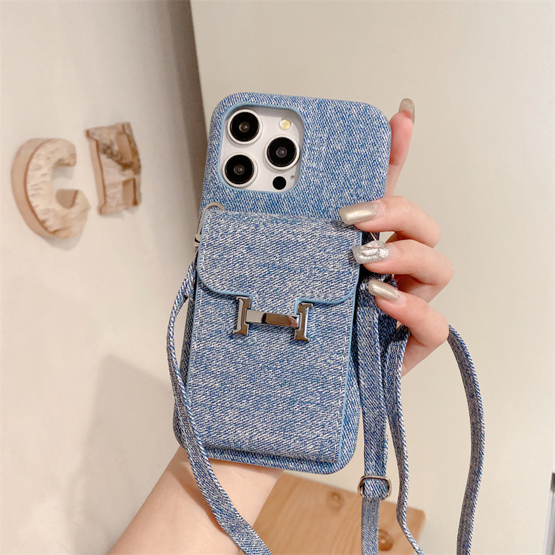 Premium iPhone Case Leather Wallet Crossbody Flip Cover PU Leather Card Pocket Shoulder Strap Shockproof Protection Full Coverage Slim Design