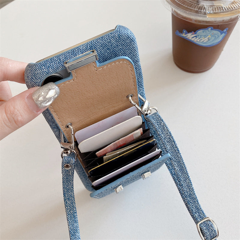 Premium iPhone Case Leather Wallet Crossbody Flip Cover PU Leather Card Pocket Shoulder Strap Shockproof Protection Full Coverage Slim Design