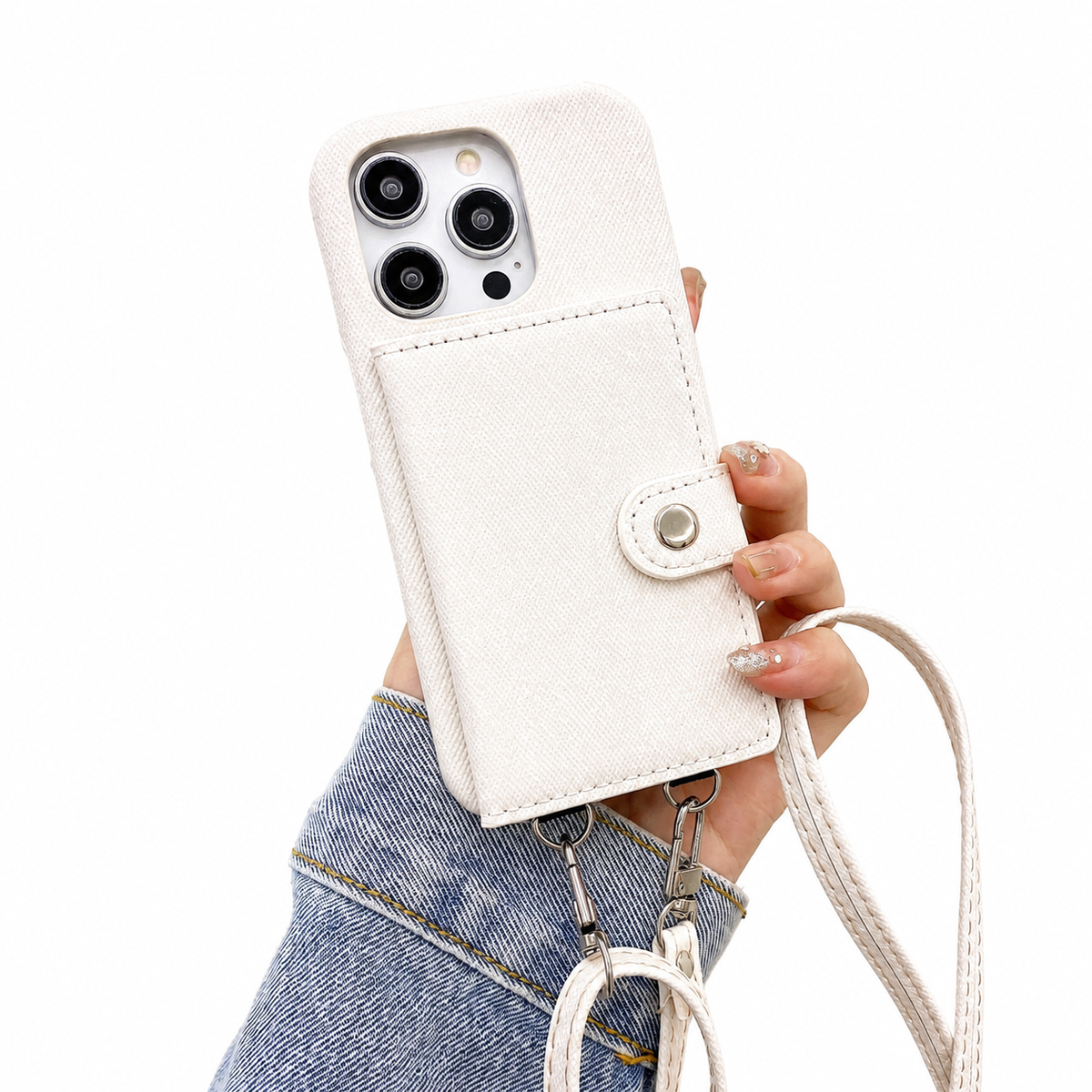 Premium iPhone Case Leather Wallet Crossbody Flip Cover PU Leather Card Pocket Shoulder Strap Shockproof Protection Full Coverage Slim Design