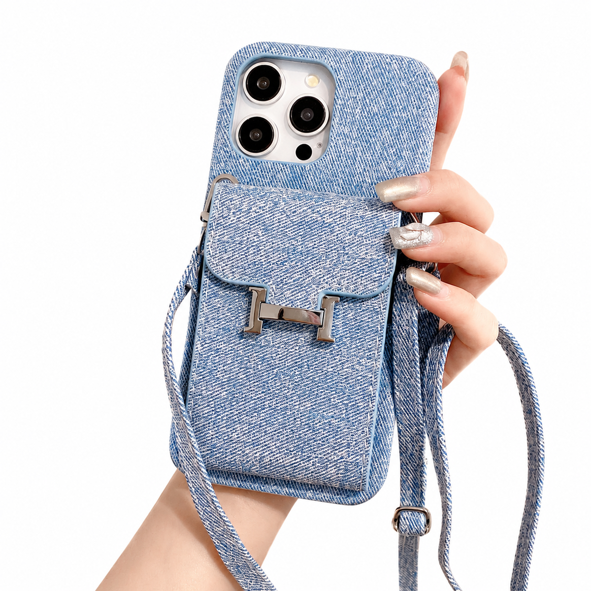 Premium iPhone Case Leather Wallet Crossbody Flip Cover PU Leather Card Pocket Shoulder Strap Shockproof Protection Full Coverage Slim Design