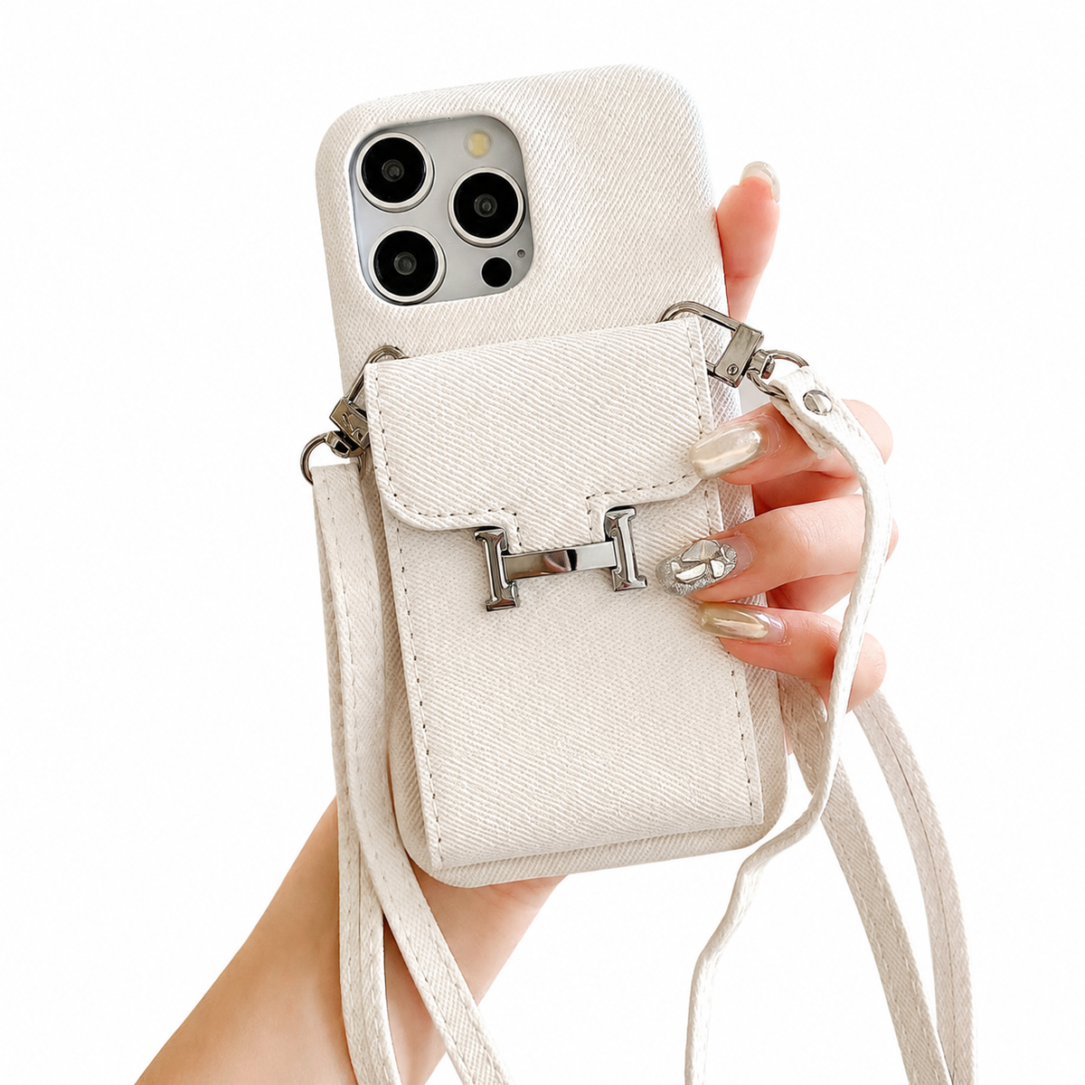 Premium iPhone Case Leather Wallet Crossbody Flip Cover PU Leather Card Pocket Shoulder Strap Shockproof Protection Full Coverage Slim Design