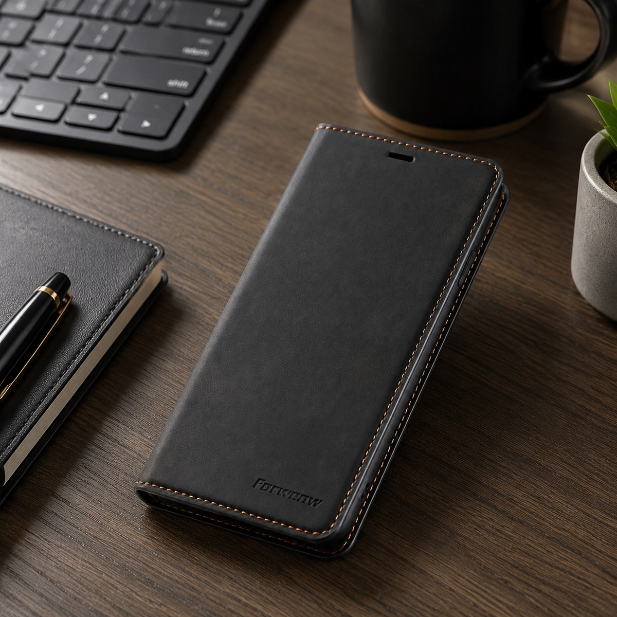 Premium iPhone Case Leather Wallet Flip Cover Card Holder Cash Pocket Magnetic Closure Kickstand Shockproof Protective Case Suede Slim Lightweight Full Coverage