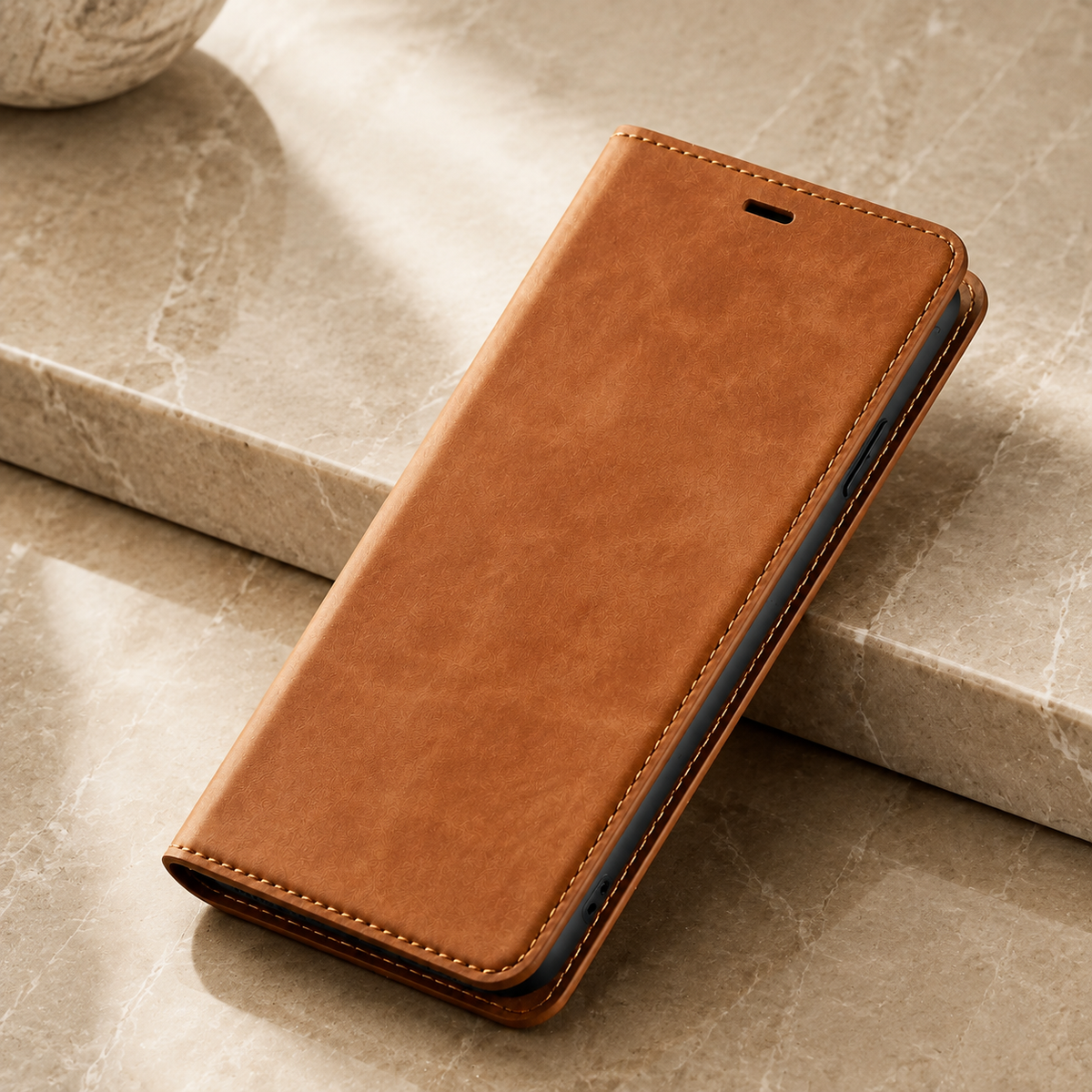 Premium iPhone Case Leather Wallet Flip Cover Card Holder Cash Pocket Magnetic Closure Kickstand Shockproof Protective Case Suede Slim Lightweight Full Coverage