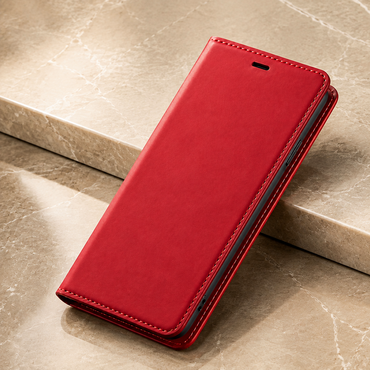 Premium iPhone Case Leather Wallet Flip Cover Card Holder Cash Pocket Magnetic Closure Kickstand Shockproof Protective Case Suede Slim Lightweight Full Coverage