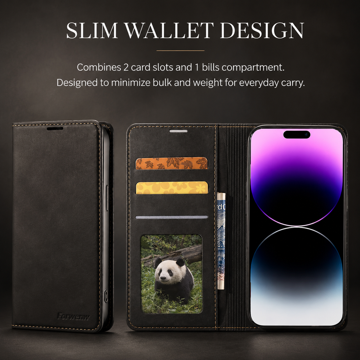 Premium iPhone Case Leather Wallet Flip Cover Card Holder Cash Pocket Magnetic Closure Kickstand Shockproof Protective Case Suede Slim Lightweight Full Coverage