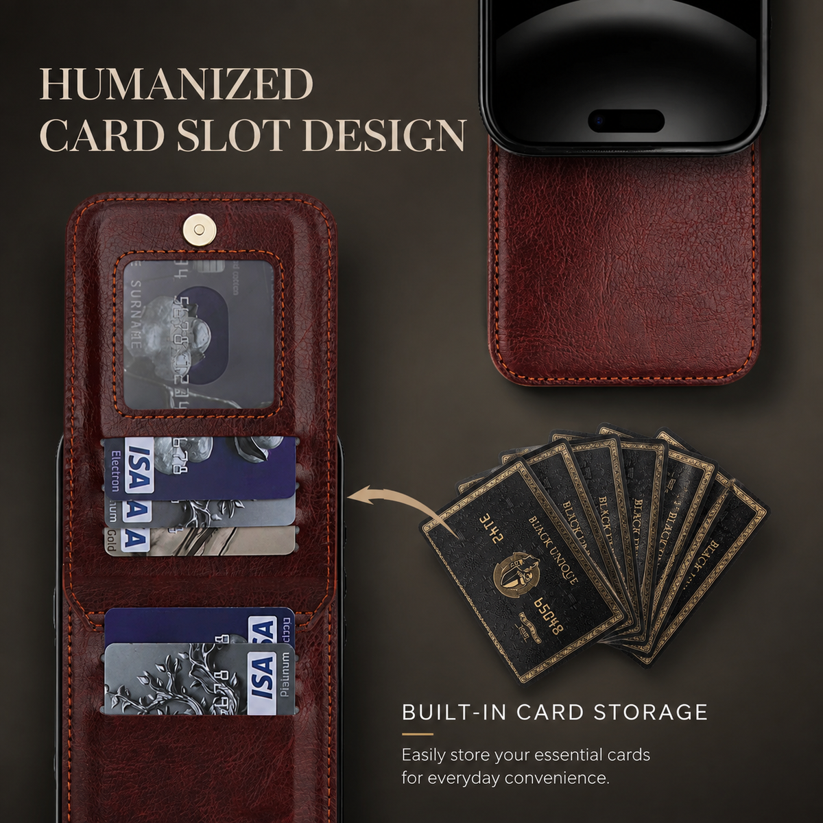 Premium iPhone Case Leather Wallet Flip Cover Card Holder Kickstand Shockproof Protective Case Anti Fingerprint Anti Scratch Non Slip Slim Full Access Retro