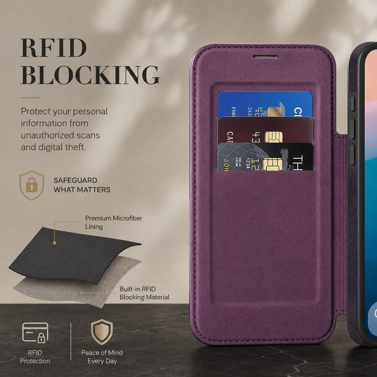 Premium iPhone Case Leather Wallet Flip Cover Card Holder Magnetic Charging Protective Case Full Coverage Anti Scratch Slim Business Magnetic Closure