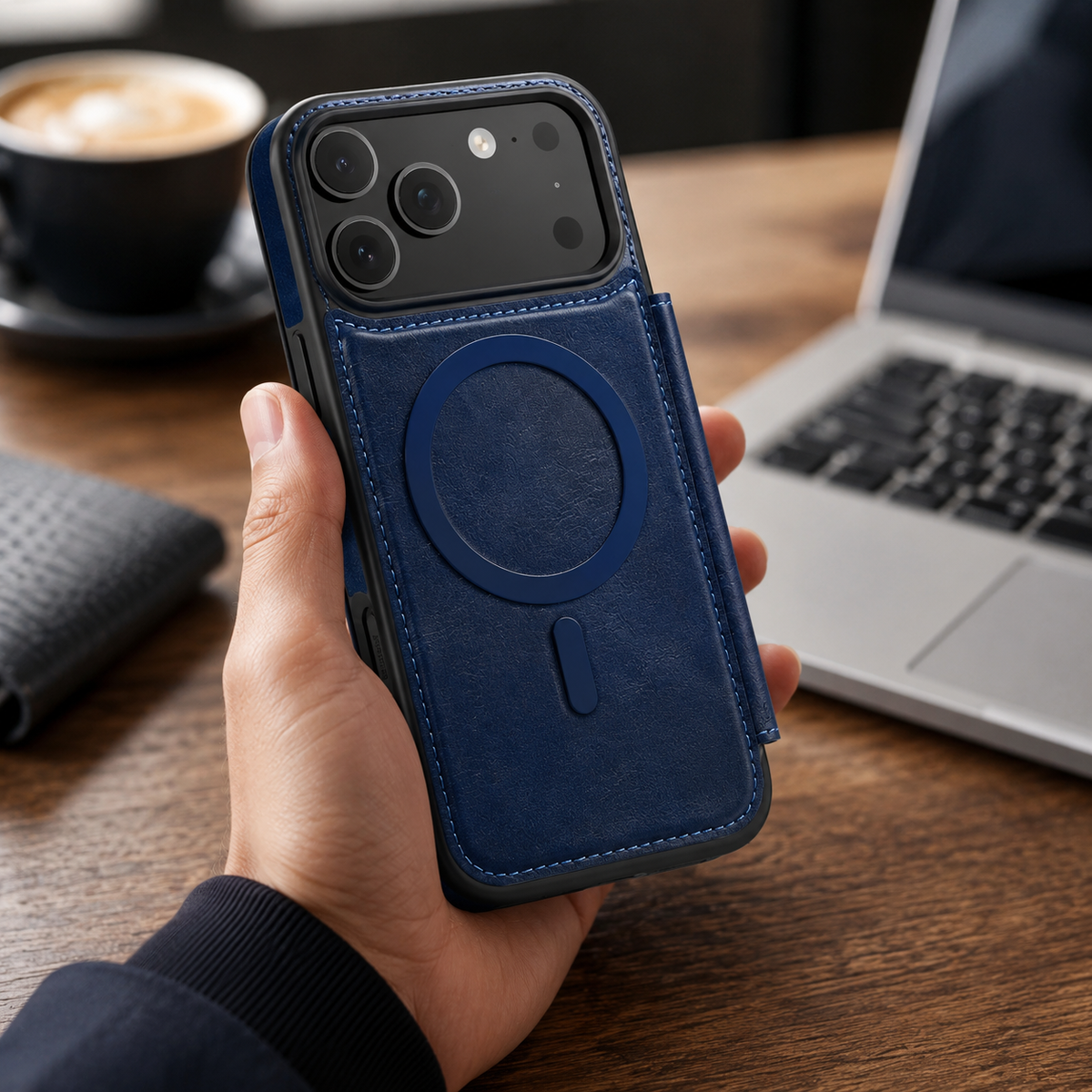 Premium iPhone Case Leather Wallet Flip Cover Card Holder Magnetic Charging Protective Case Full Coverage Anti Scratch Slim Business Magnetic Closure