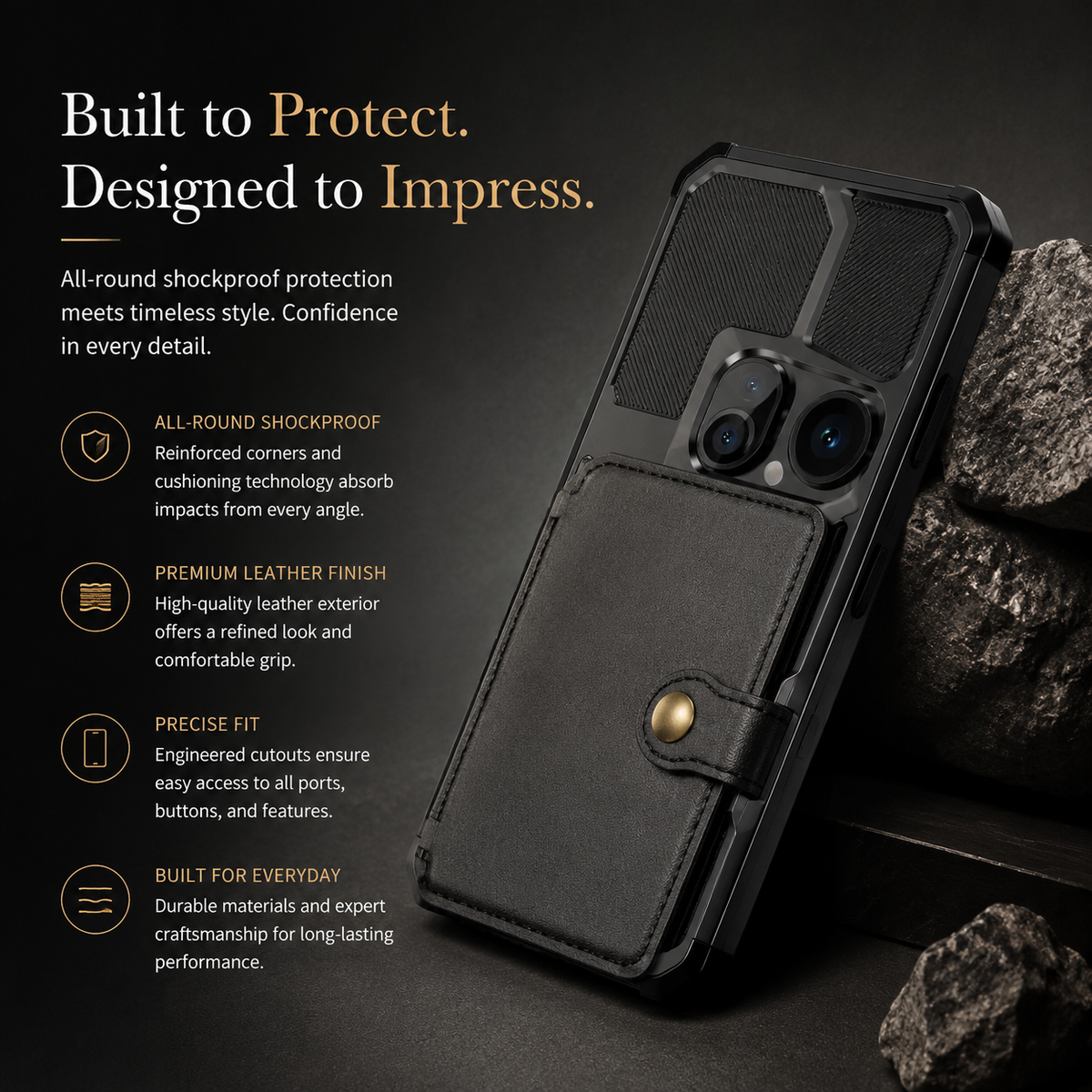 Premium iPhone Case Leather Wallet Flip Cover Card Holder Magnetic Closure Kickstand Shockproof Anti Drop Protective Case Anti Fingerprint Anti Scratch Slim