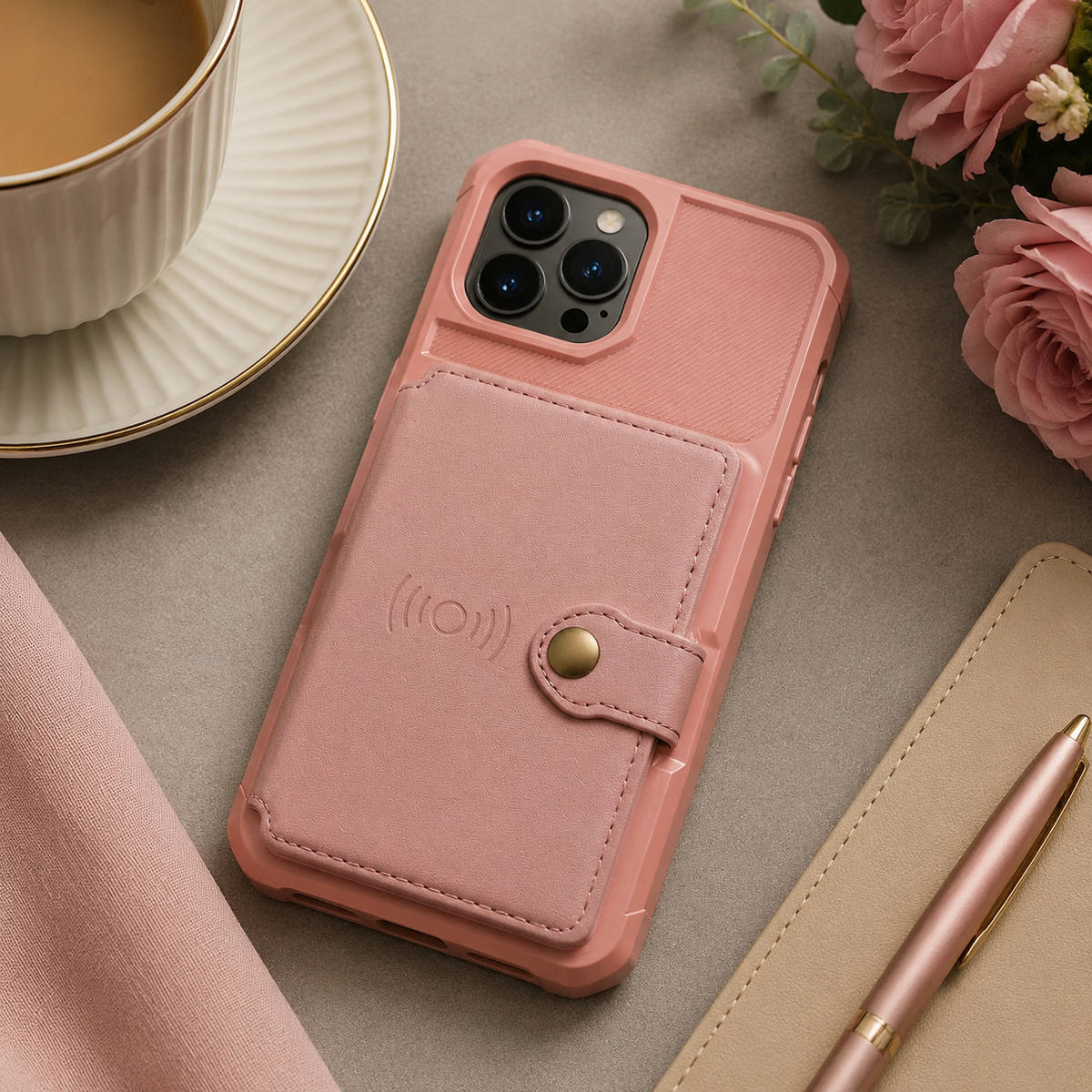 Premium iPhone Case Leather Wallet Flip Cover Card Holder Magnetic Closure Kickstand Shockproof Anti Drop Protective Case Anti Fingerprint Anti Scratch Slim