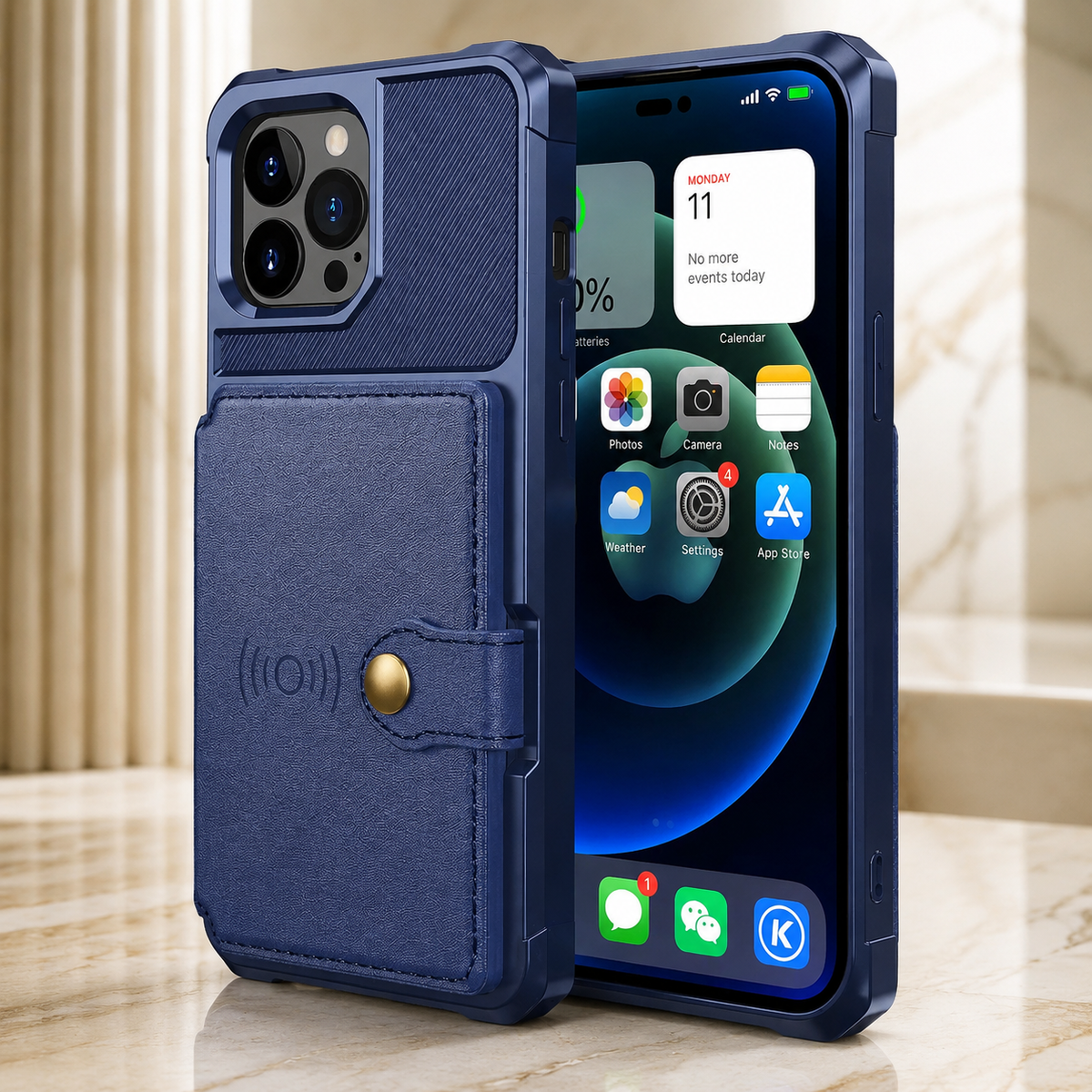 Premium iPhone Case Leather Wallet Flip Cover Card Holder Magnetic Closure Kickstand Shockproof Anti Drop Protective Case Anti Fingerprint Anti Scratch Slim