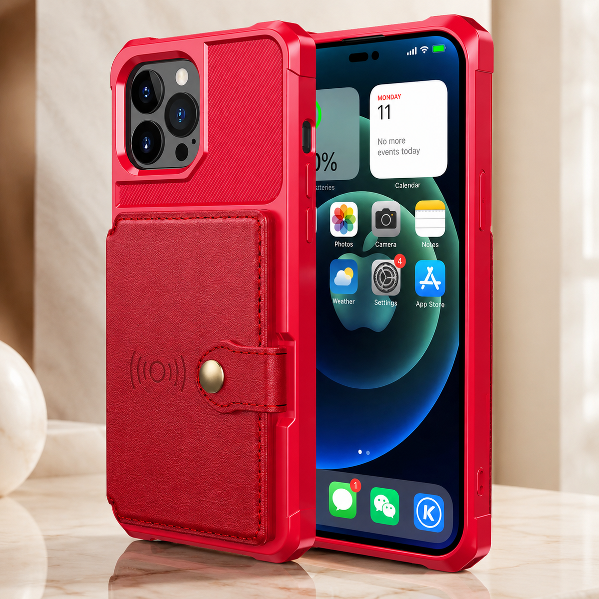 Premium iPhone Case Leather Wallet Flip Cover Card Holder Magnetic Closure Kickstand Shockproof Anti Drop Protective Case Anti Fingerprint Anti Scratch Slim