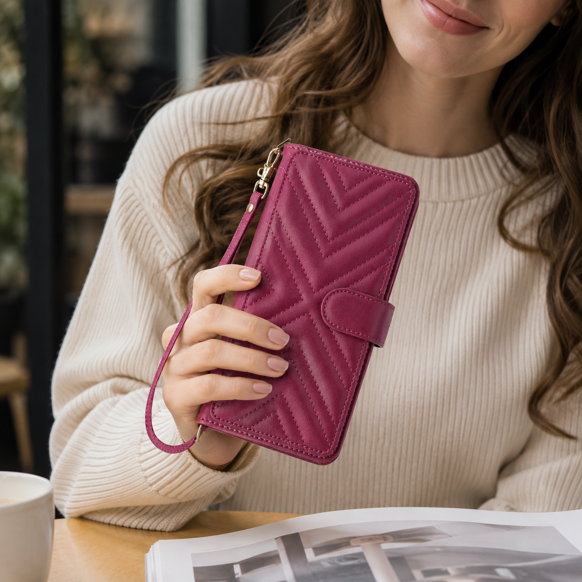 Premium iPhone Case Leather Wallet Flip Cover Card Holder Magnetic Closure Shockproof Protective Case Kickstand Anti Scratch Slim Full Body Protection