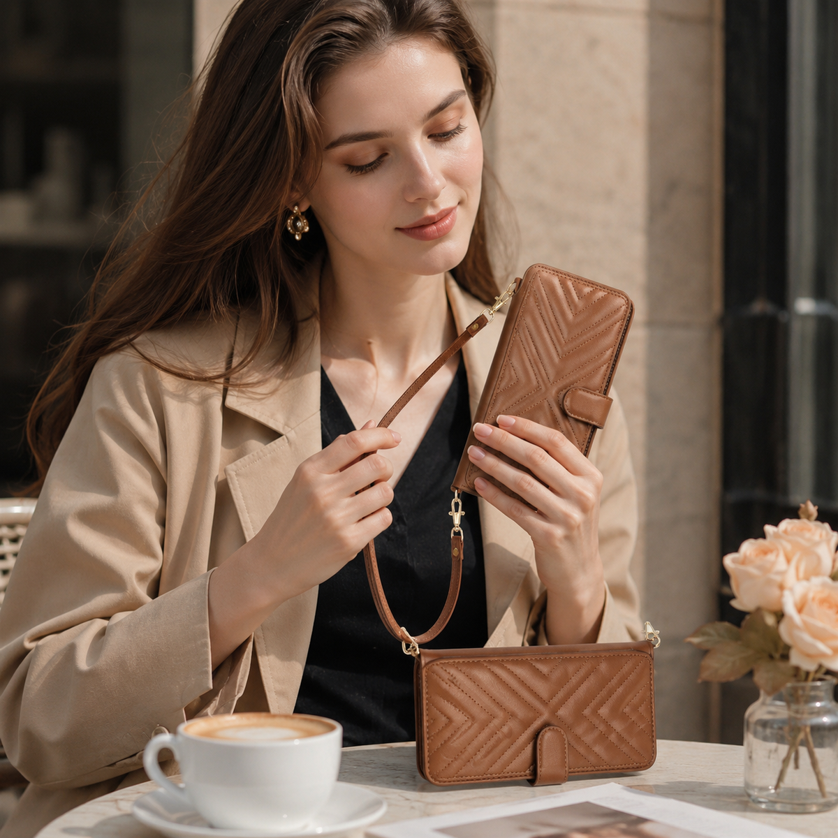 Premium iPhone Case Leather Wallet Flip Cover Card Holder Magnetic Closure Shockproof Protective Case Kickstand Anti Scratch Slim Full Body Protection