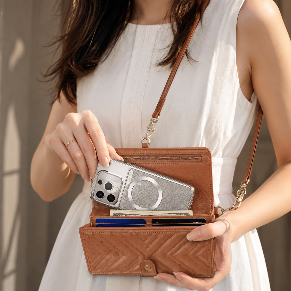 Premium iPhone Case Leather Wallet Flip Cover Card Holder Magnetic Closure Shockproof Protective Case Kickstand Anti Scratch Slim Full Body Protection