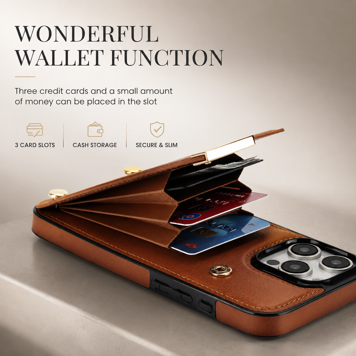 Premium iPhone Case Leather Wallet Flip Cover Card Holder Secure Pocket Magnetic Closure Shockproof Full Protection Slim Elegant Stand Design