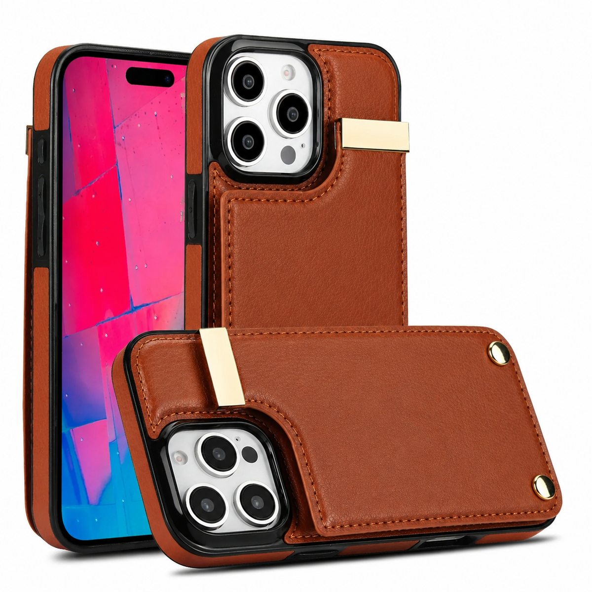 Premium iPhone Case Leather Wallet Flip Cover Card Holder Secure Pocket Magnetic Closure Shockproof Full Protection Slim Elegant Stand Design