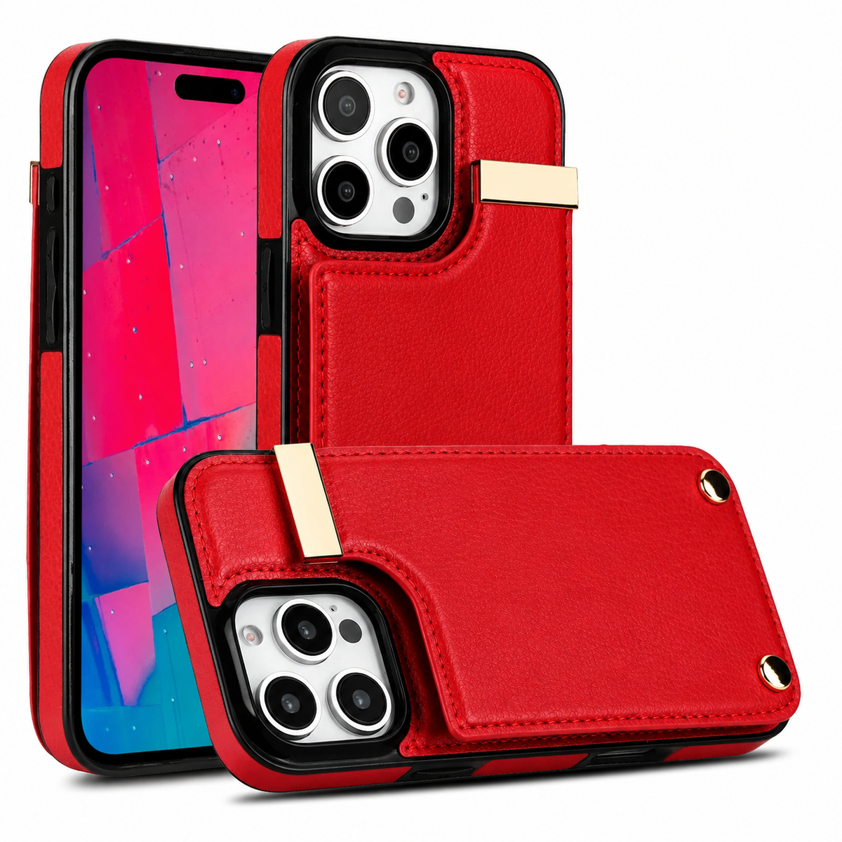 Premium iPhone Case Leather Wallet Flip Cover Card Holder Secure Pocket Magnetic Closure Shockproof Full Protection Slim Elegant Stand Design