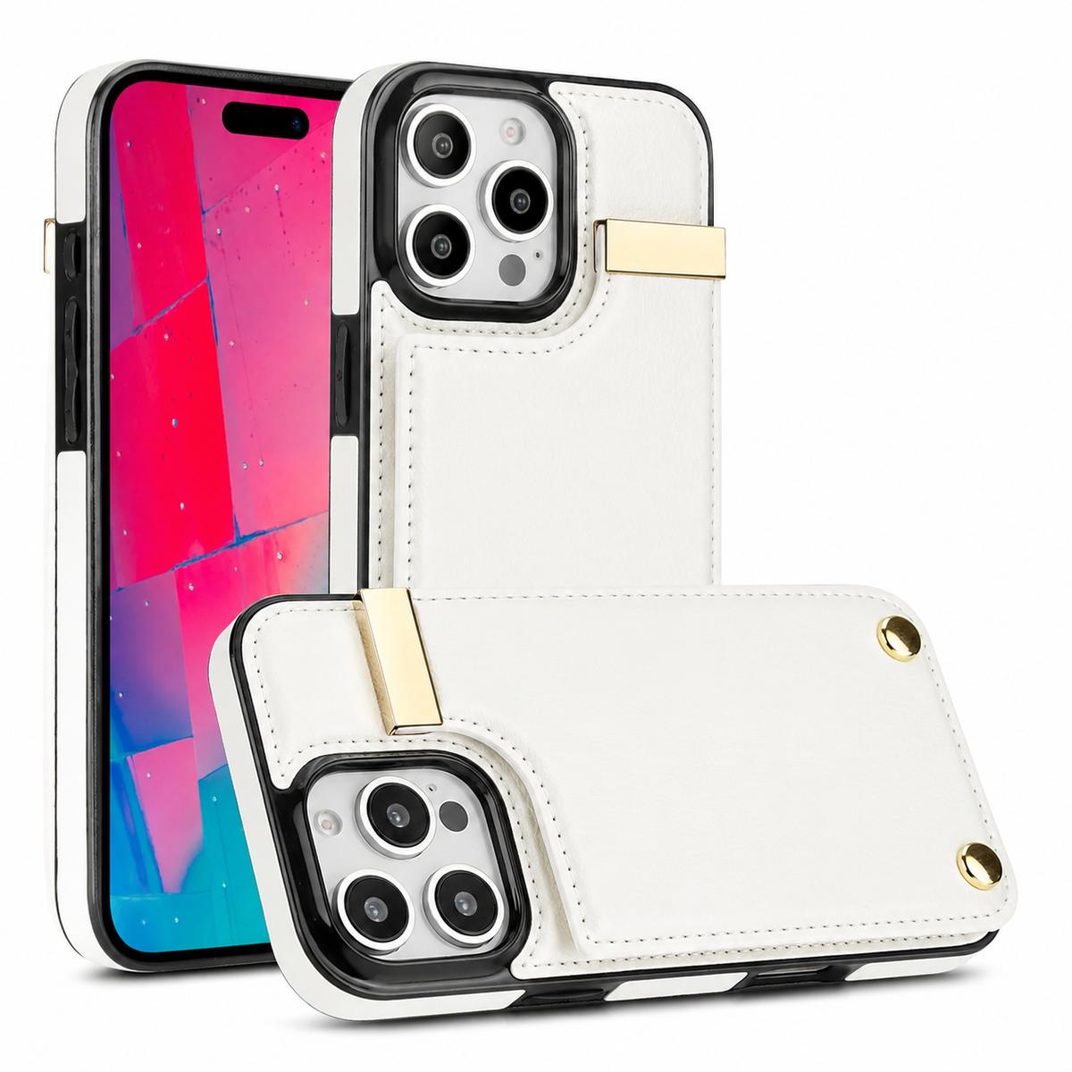 Premium iPhone Case Leather Wallet Flip Cover Card Holder Secure Pocket Magnetic Closure Shockproof Full Protection Slim Elegant Stand Design